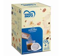 CUORE NERO CAFFE - I GUSTOSI 8 Cialde Caffè ESE 44MM + 8 Bustine Solubili Kiss Cacao Nocciola, 75G (8 Cialde + 8 Bustine, Cioccolato bianco)