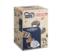 Cuore Nero Caffè - I GUSTOSI 8 Cialde Caffe ESE Filtro Carta 44MM, con 8 Bustine Solubili Cookies gusto Vaniglia, Cialde Caffe Da 7,5G, 75G