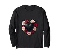 Cuore Nero E Corona di Rose Nere Maglia a Manica