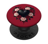 Cuore Nero E Corona Di Rose Nere PopSockets PopGrip Adesivo