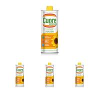 Cuore Olio di Girasole, Formato 1 Litro. 3 Vitamine E,A,D - 3 Funzioni - Per il tuo Benessere Quotidiano: Antiossidante, Immunità, Ossa Normali. (Confezione da 4)