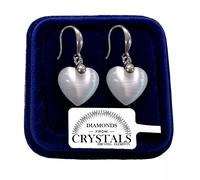 Cuore Opaco Orecchini Donna pl. oro Bianco 18K con Cristalli Zirconi