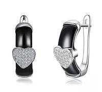 Cuore Orecchini zirconici cubici pieni per le orecchie ceramiche per donne gioielli
