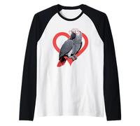 Cuore Pappagallo Cenerino Africano Occhiali Maglia con Maniche Raglan