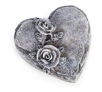 Cuore per tomba con rose piccolo: decorazione per cimitero resistente alle intemperie, cuore commemorativo per tomba e urna, pietra ricordo con rosa, decorazioni funerarie per Ognissanti, 8 x 8 cm