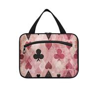 Cuore Poker Hanging Travel Bag Toiletry kit con gancio, Designer Compact Makeup Organizer Bag per Viaggi Make up Hotel bolso de para Mujer L