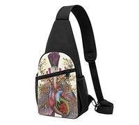 Cuore Polmoni Casual Una Spalla Cross Body Borsa Del Petto Del Raccoglitore Del Telefono Degli Uomini Cross Body Bag Viaggio Walking, Nero , Taglia unica