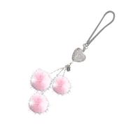 Cuore Portachiavi Auto,Appendino Auto con Pallina di Peluche,Brillanti per Specchietto - per Ragazze Donna Interno Veicolo