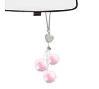 Cuore Portachiavi Auto | Pendente Amore con Pallina in Peluche,Brillanti per Specchietto Auto - Per Interni Uomo Donna