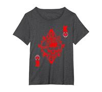 Cuore Re Mappa Gioco Uomini Teschio Idea Regalo Maglietta, Donna Plus-Size, Grigio Scuro, 3X