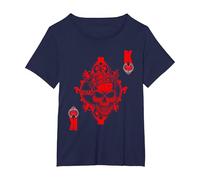 Cuore Re Mappa Gioco Uomini Teschio Idea Regalo Maglietta, Donna Plus-Size, Navy, 2X