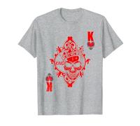 Cuore Re Mappa Gioco Uomini Teschio Idea Regalo Maglietta, Uomo, Grigio Melange, 6XL