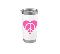 Cuore rosa con simbolo della pace Bicchiere termico in acciaio inox doppia parete