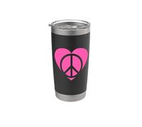 Cuore rosa con simbolo della pace Bicchiere termico in acciaio inox doppia parete