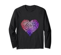 Cuore Rosa e Viola con Stampa Leopardata Funky Maglia a Manica