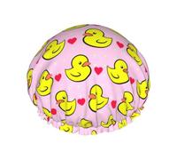 Cuore rosa pois paperelle di gomma gialle Cuffia da a regolabile e impermeabile per la protezione dei capelli