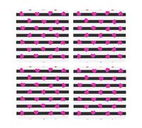 Cuore rosa su linea nera,Sottobicchieri quadrati in sughero MDF, sottobicchieri per tazze, set di 4 sottobicchieri per bevande