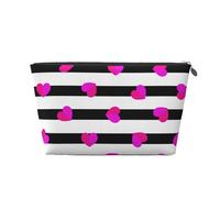 Cuore rosa sulla linea nera, Borsa da toilette Borsa per trucco Borsa per cosmetici Borsa da toilette da viaggio portatile