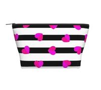 Cuore rosa sulla linea nera, Borsa da toilette Borsa per trucco Borsa per cosmetici Borsa da toilette da viaggio portatile