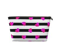 Cuore rosa sulla linea nera, Borsa per il trucco Borsa per cosmetici Borsa da toilette da viaggio portatile Borsa da toilette