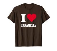 Cuore Rosso Amo Caramelle Maglietta, Uomo, Marrone, L