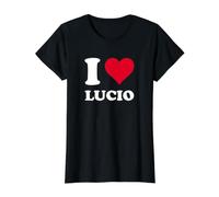 Cuore Rosso Amo Lucio Maglietta con Stampa Grafica Economica, Donna, Nero, L