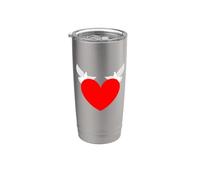 Cuore rosso con colombe bianche simboli di amore e pace Bicchiere termico in acciaio inox doppia parete
