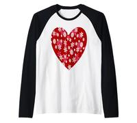 Cuore Rosso di Fiocchi di Neve Amare Inverno e Neve Maglia con Maniche Raglan