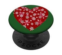 Cuore rosso di fiocchi di neve amare inverno e neve PopSockets PopGrip Adesivo