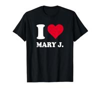 Cuore Rosso I Love Mary J. Maglietta con Stampa Grafica Economica, Uomo, Nero, L