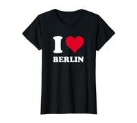 Cuore Rosso ICH Liebe Berlin Maglietta con Stampa Grafica Economica, Donna, Nero, M