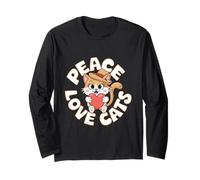 Cuore rosso per amanti dei gatti e amanti della pace Maglia a Manica