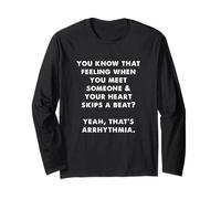 Cuore Salta Un Battito Aritmia Scuro Humor Citazione Maglia a Manica
