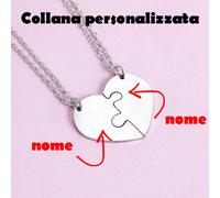 Cuore Spezzato Ciondolo 2 Collane con Incisione Personalizzato Uomo Donna Coppia