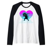 Cuore Synthwave Riccio Dab Ricci Maglia con Maniche Raglan