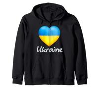 Cuore Ucraina in Fiamme Giallo e Blu Bandiera Ucraina Felpa con Cappuccio