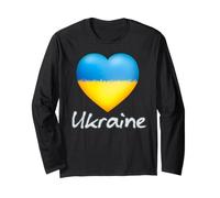 Cuore Ucraina in Fiamme Giallo e Blu Bandiera Ucraina Maglia a Manica