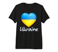 Cuore Ucraina in Fiamme Giallo e Blu Bandiera Ucraina Maglietta Premium