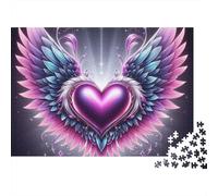 Cuore Viola Ala Puzzle 1000 Pezzi Puzzle per Adulti Notte Fantasia Rilassamento Decorazione Regalo 52x38cm/1000pcs