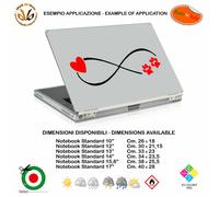 Cuore zampa infinito adesivo notebook sticker footprint pvc black white red