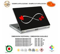 Cuore zampa infinito adesivo notebook sticker footprint pvc black white red