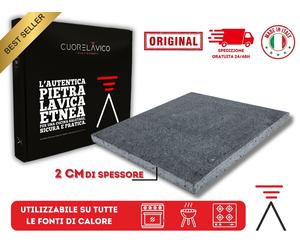 CUORELAVICO - PIASTRA REFRATTARIA IN PIETRA LAVICA ETNEA BBQ 39X35X2 cm LEVIGATA
