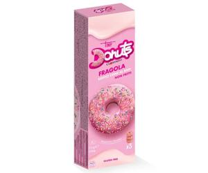 Cuorenero 3 Donuts Gusto Fragola | Donuts Non Fritti Senza Glutine in Astuccio | Fragola Gusto Donuts | Merenda al Cacao - 111 Gr