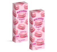 Cuorenero Macaron Gusto Fragola | Macaron Senza Glutine in Astuccio | Fragola Gusto Macaron | Biscotti alla Crema di Fragola - 2 Astucci x 3 Macaron Ognuno