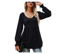 CUOREZ Maglietta da donna a maniche lunghe in vita con bolle autunnali e invernali, Nero, M