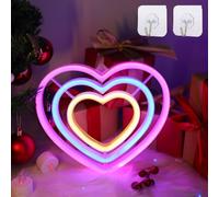 Cuori al neon, luce al neon, a forma di cuore, funzionamento a batteria o USB, luce a LED al neon, per feste, simpatiche decorazioni per San Valentino e regali, decorazione per la casa