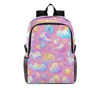Cuori Arcobaleni Unicorni Rosa Zaino Pieghevole Impermeabile e Leggero,Ideale per Escursioni Viaggi e Campeggio