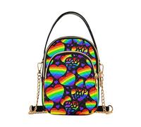 Cuori Arcobaleno Cuori Viola Nero Donna Borsa a Spalla Stampa Cellulare Borsa a Catena Tracolla Trapuntata Frizione Cerniera Tote