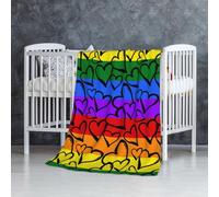Cuori color arcobaleno del Gay Pride,Coperta morbida, calda, anti-pilling, in flanella, peluche, 76 x 127 cm