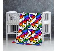 Cuori color arcobaleno stampati,Coperta morbida, calda, anti-pilling, in flanella, peluche, 76 x 127 cm